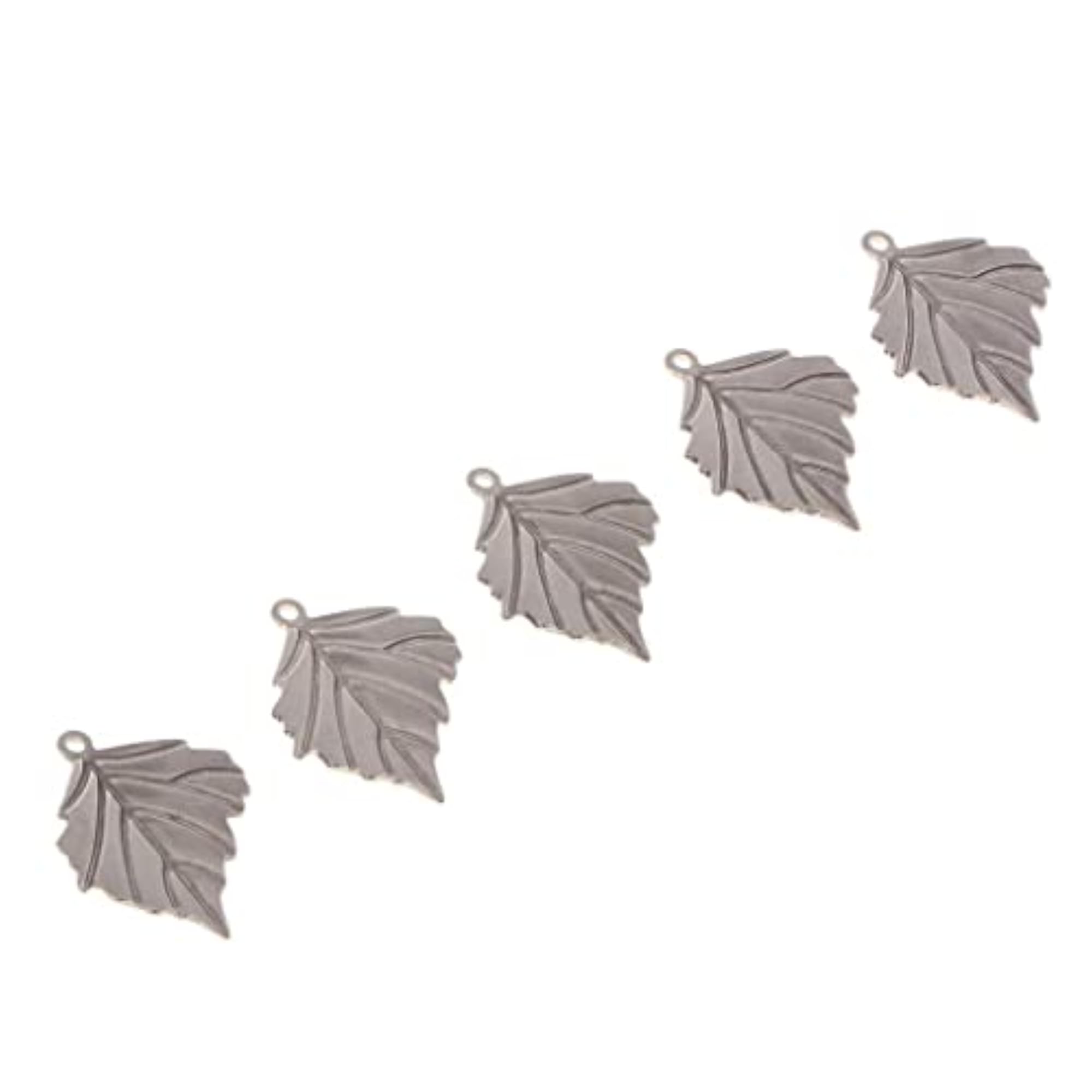 5 Pieces Maple Leaf Pendant Silver